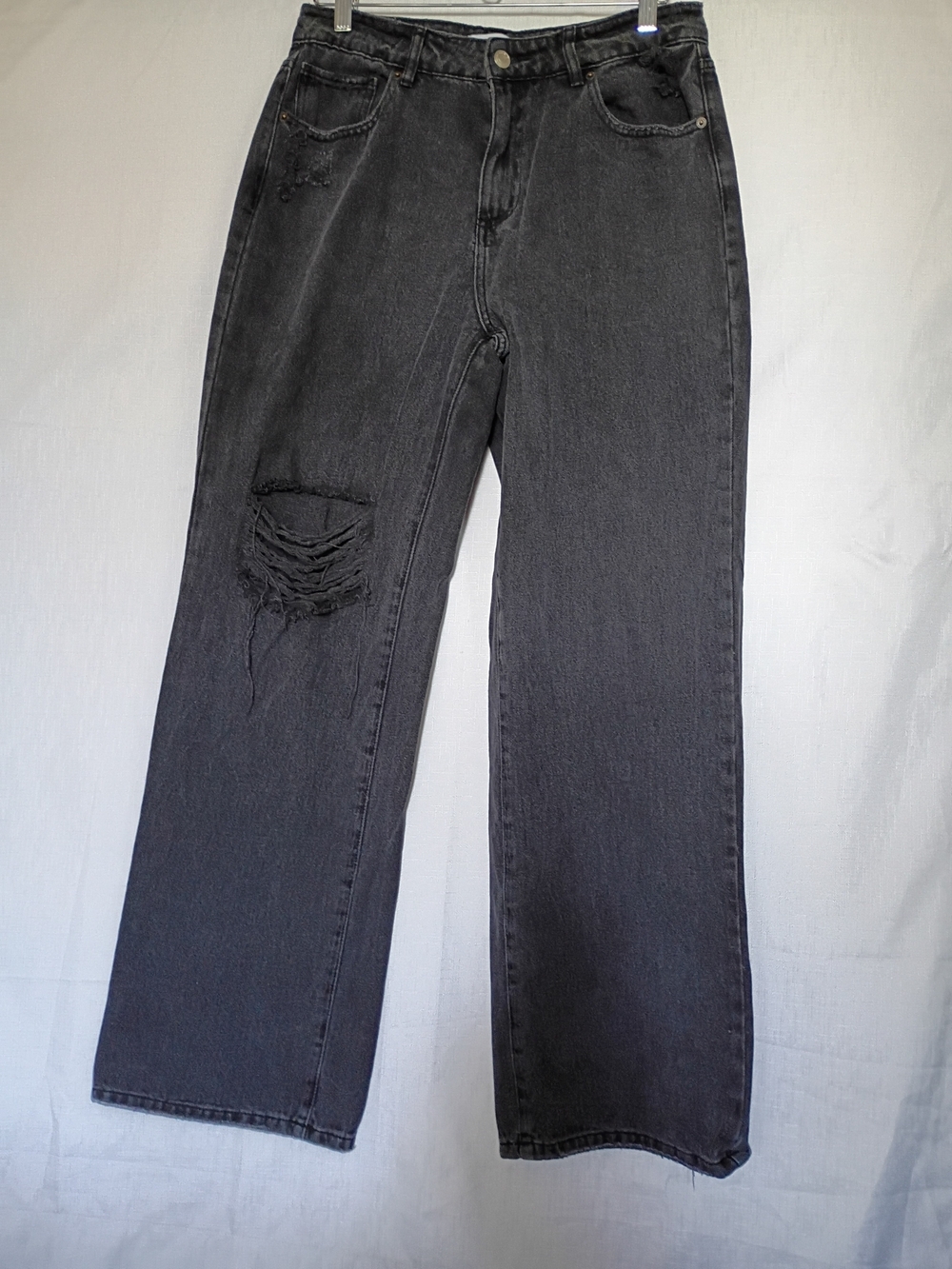RSQ Black Baggy Straight-Leg Distressed Women’s Jeans Size 31 - Picture 3 of 11